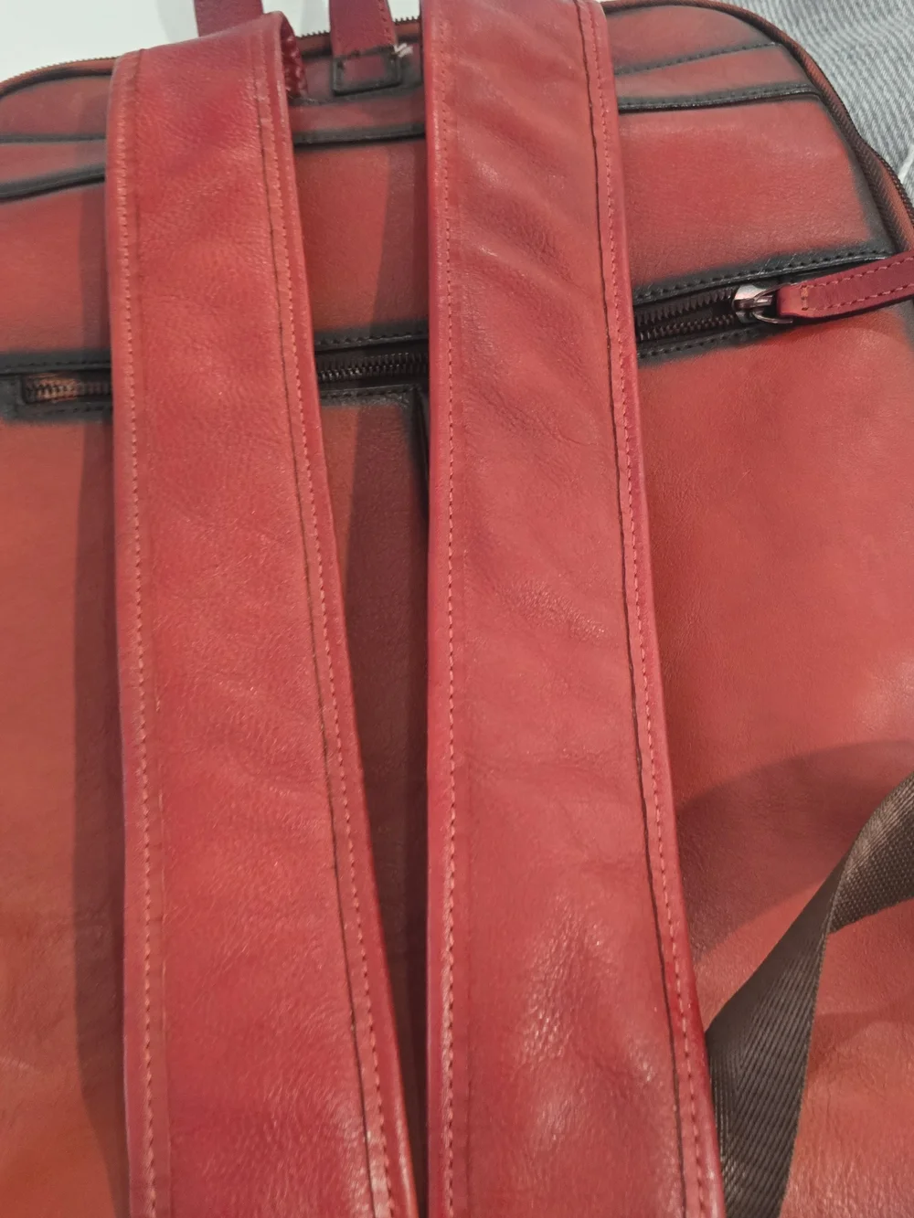 NEW Leather Backpack Vintage Red Brown Unisex 15x11.5